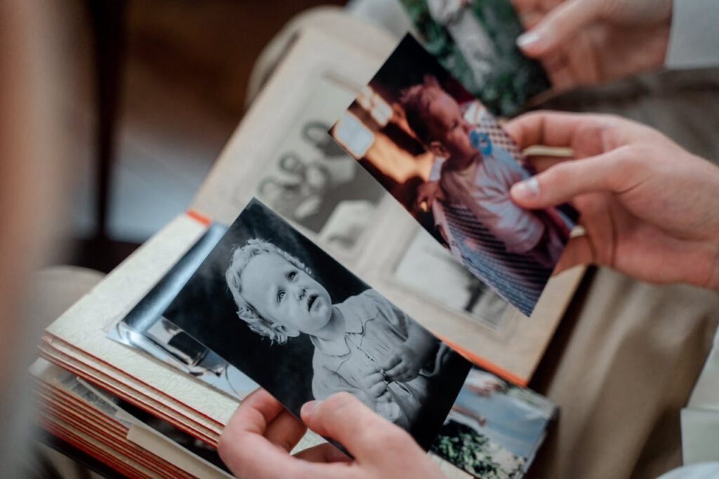 Looking through family photo albums